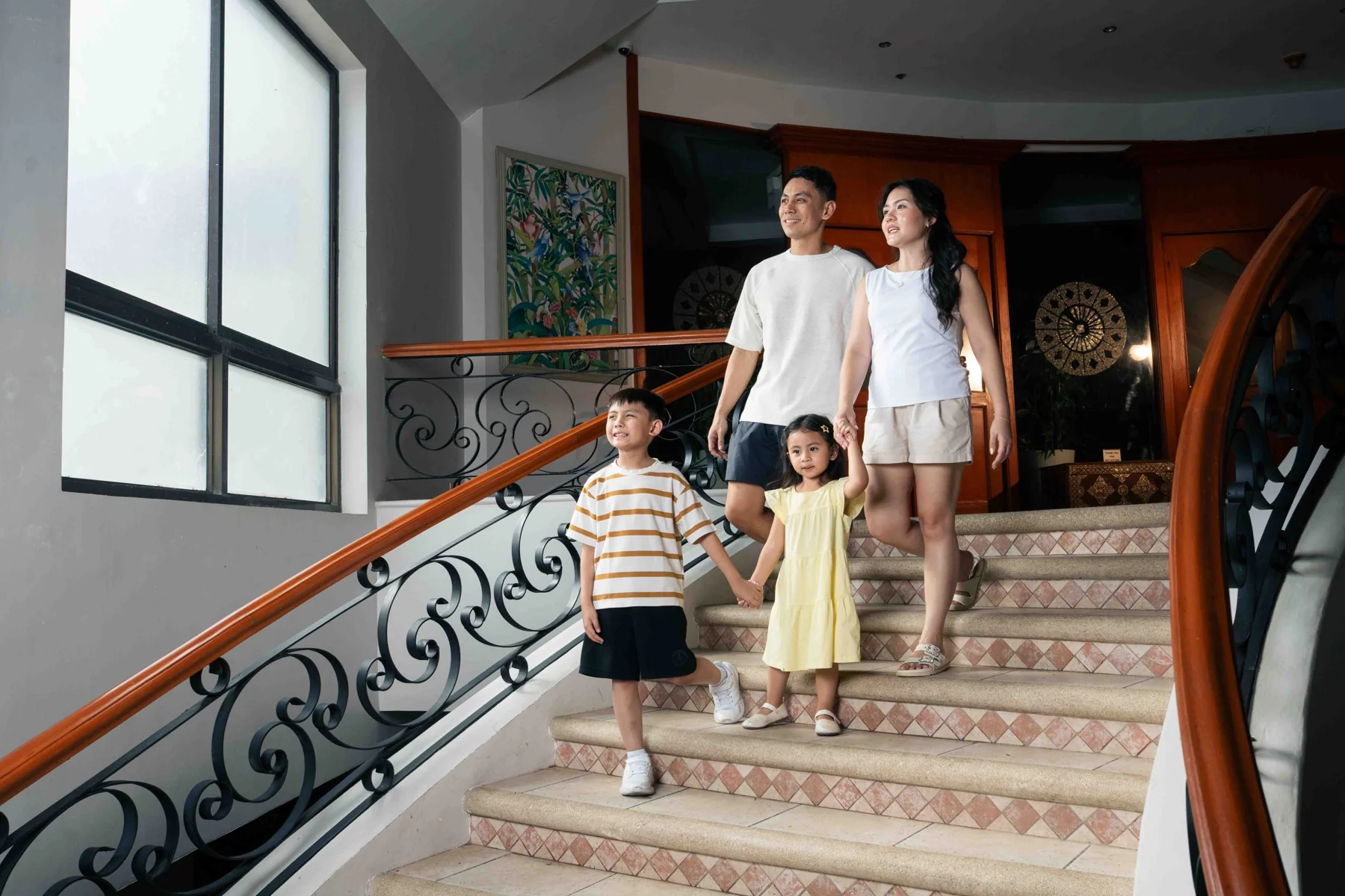 A family on the XSCC staircase