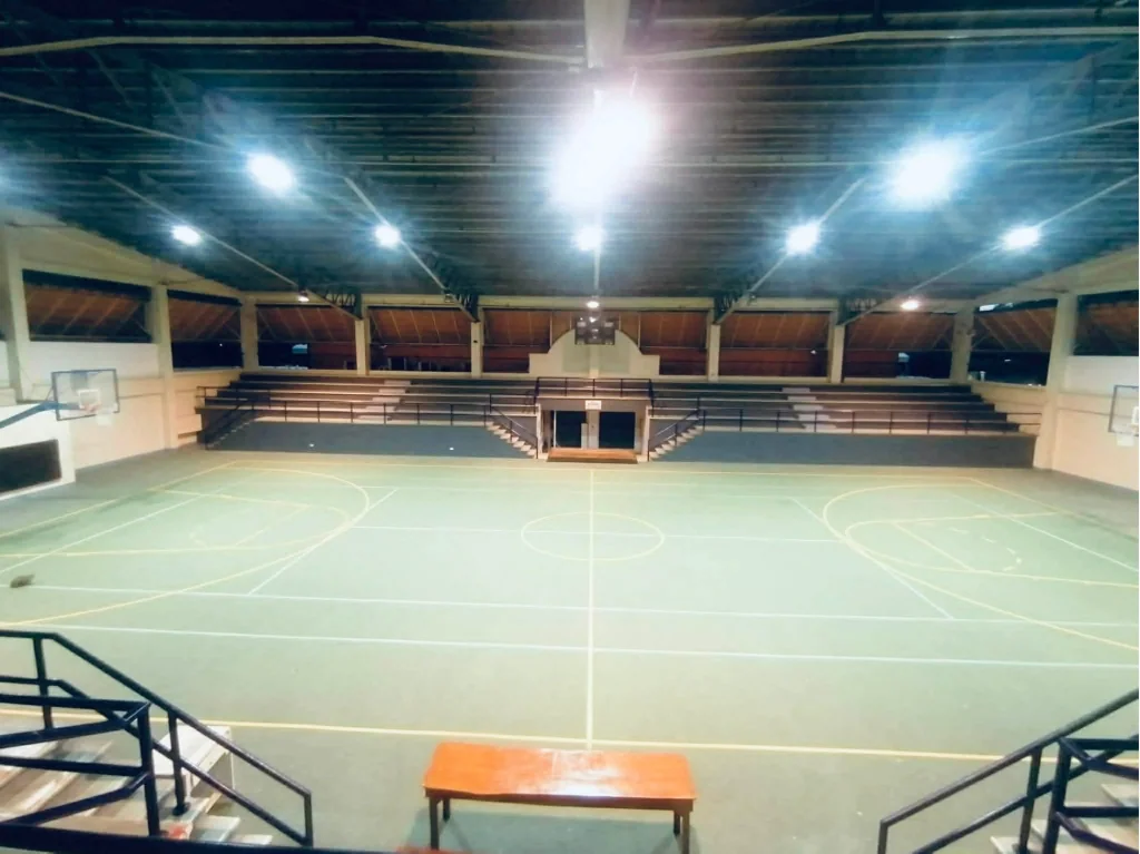 The indoor basketball venue