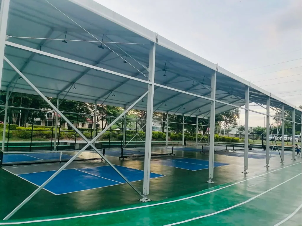 The covered pickleball courts